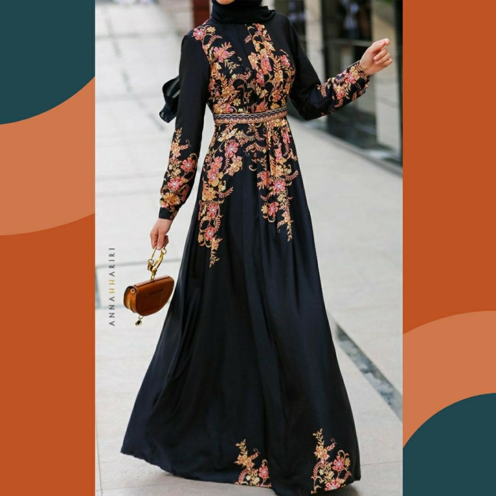 Floral full length maxi dress abaya burkha